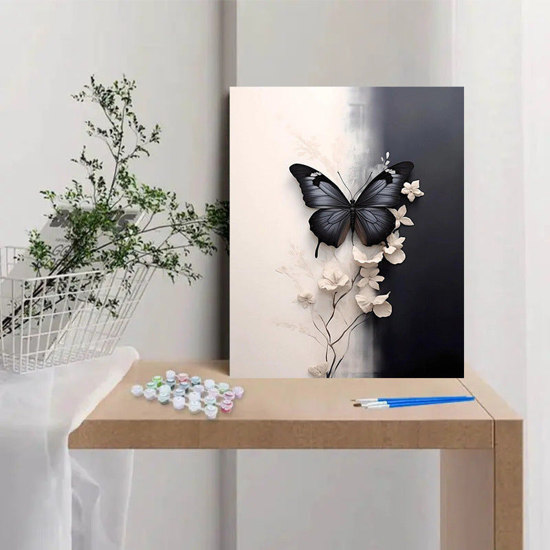Black & White Butterfly Digital Oil Painting DIY Fill Oil Painting Hand Painting Hand Painted Living Room Decoration Painting