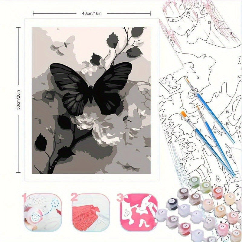 Black & White Butterfly Digital Oil Painting DIY Fill Oil Painting Hand Painting Hand Painted Living Room Decoration Painting