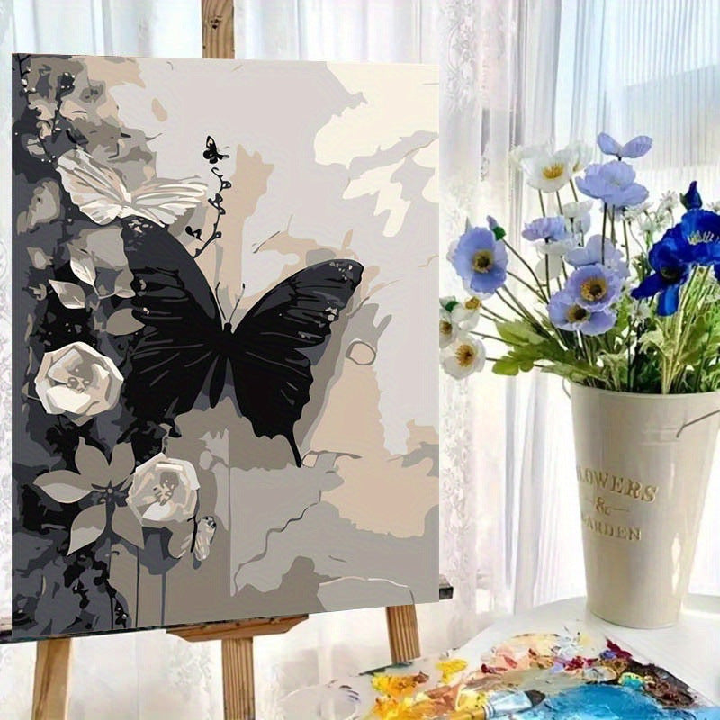 Black & White Butterfly Digital Oil Painting DIY Fill Oil Painting Hand Painting Hand Painted Living Room Decoration Painting