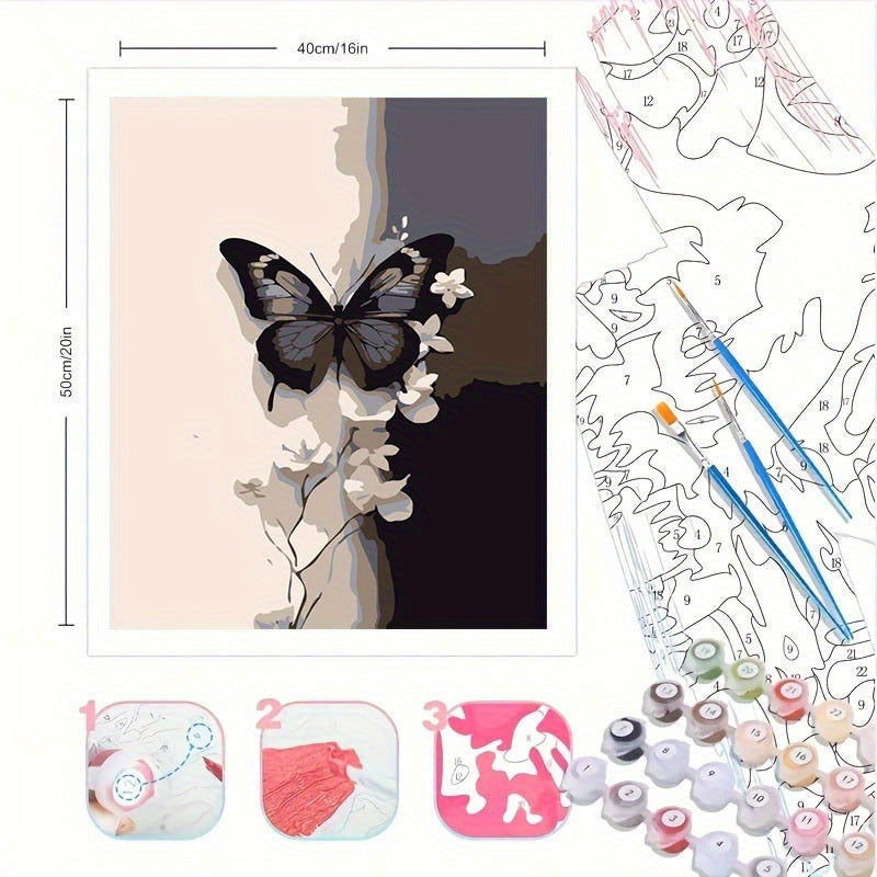 Black & White Butterfly Digital Oil Painting DIY Fill Oil Painting Hand Painting Hand Painted Living Room Decoration Painting