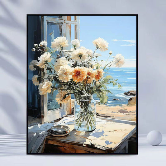 5D digital oil painting, DIY oil painting, filling, floral window flower decoration painting